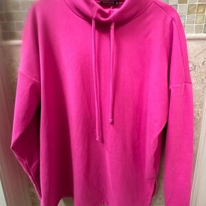Staccato Pink Hoodie Sweatshirt with Cowl Neck